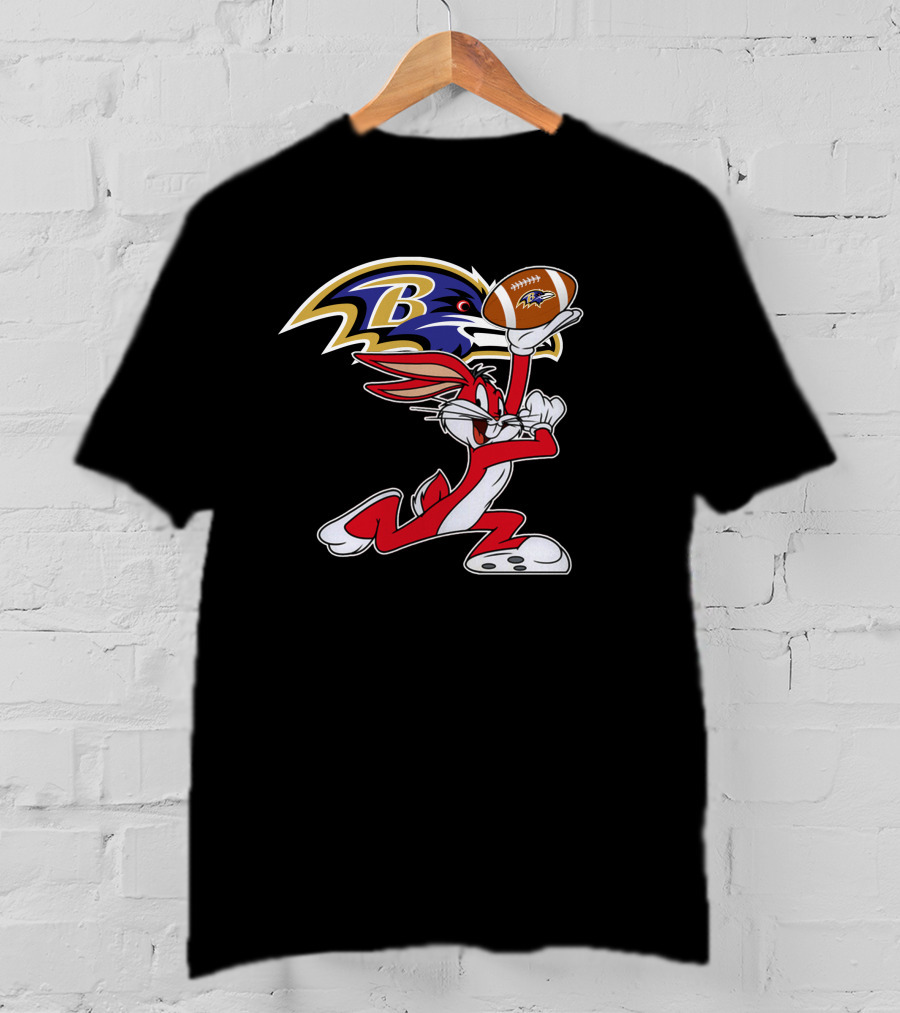 Baltimore Ravens Logo Bugs Bunny Football T-Shirt