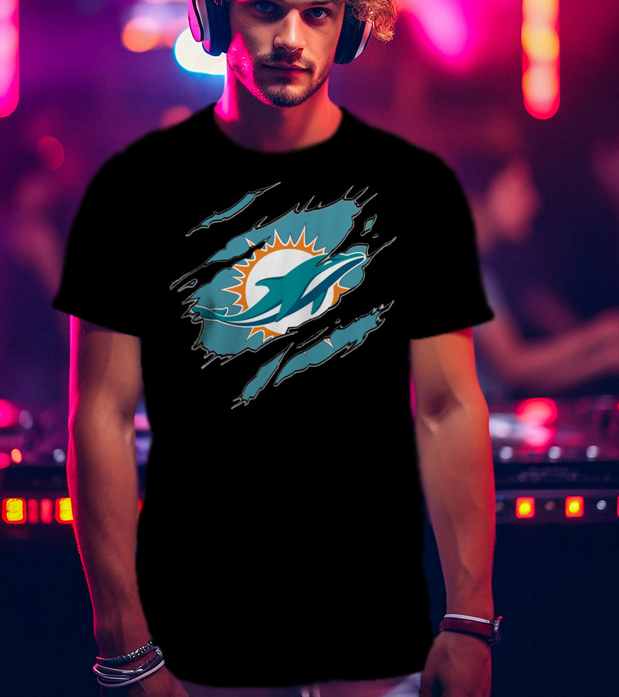 Miami Dolphins Ripped Claw Marks T-Shirt