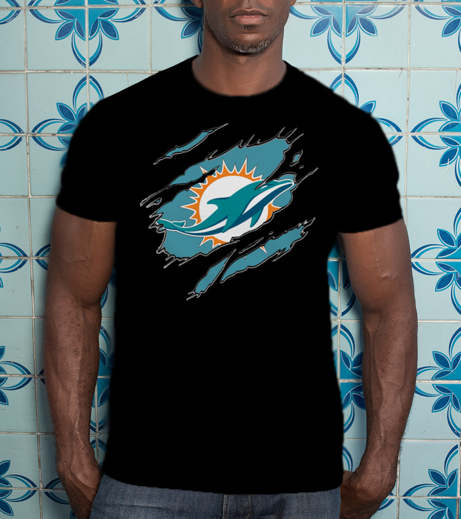 Miami Dolphins Ripped Claw Marks T-Shirt
