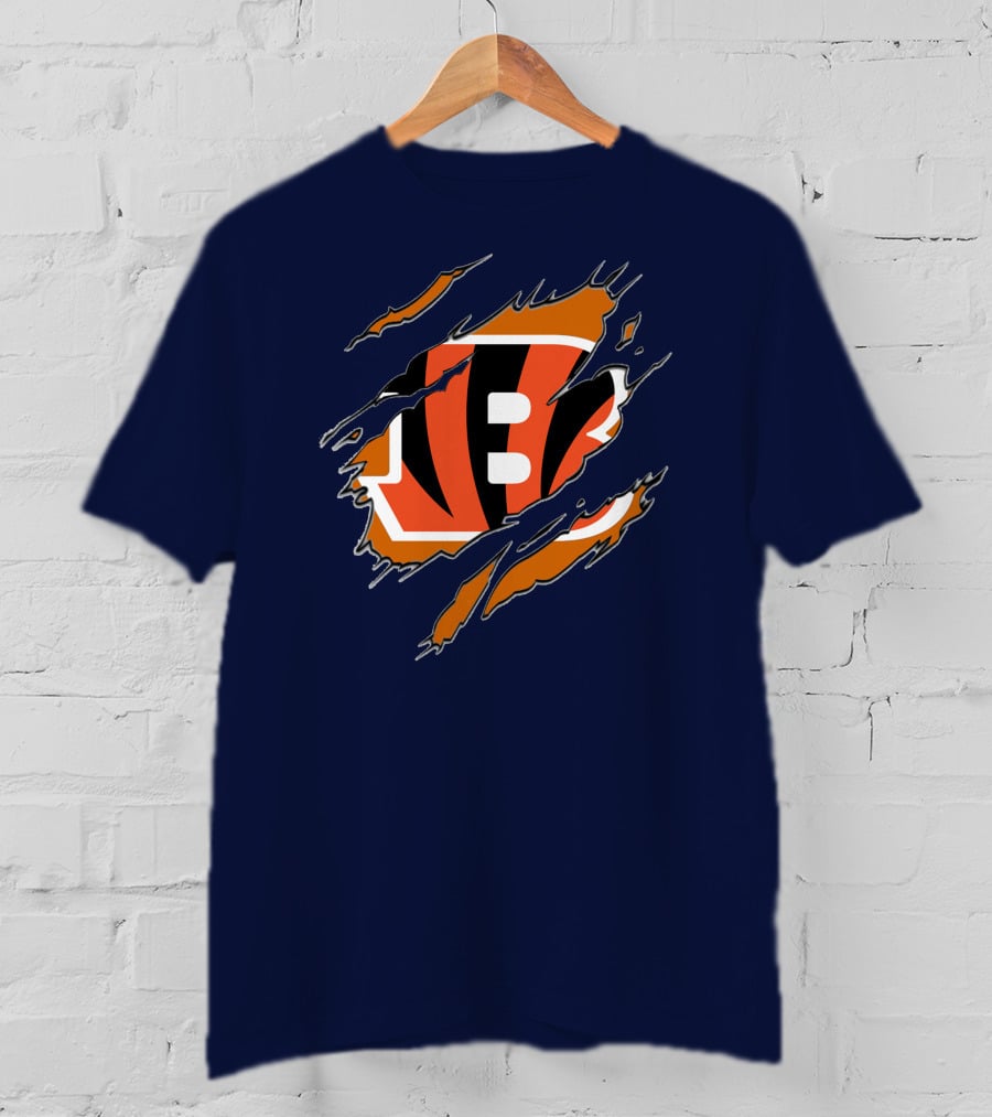 Cincinnati Bengals Claw Mark Logo Tearing Effect T-Shirt