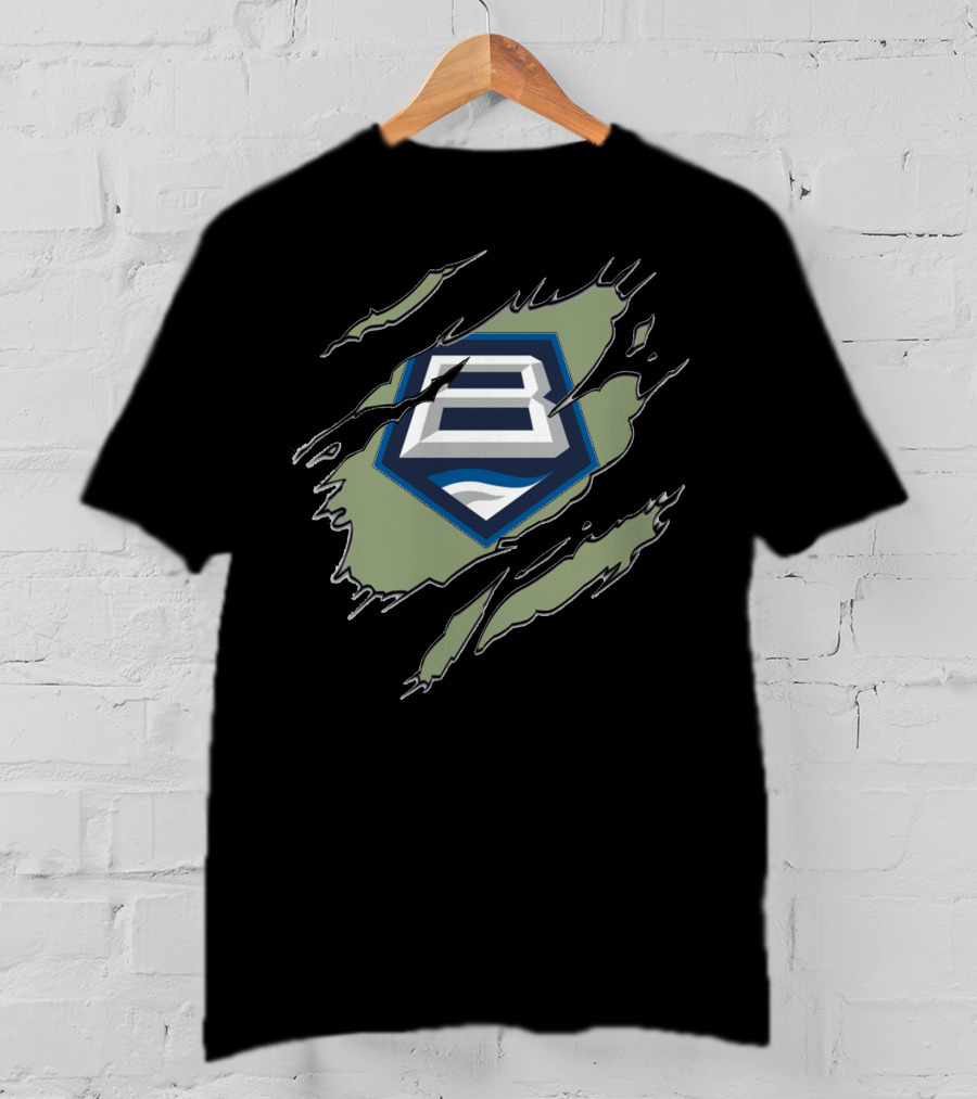 Baltimore Brigade Logo With Claw Marks And Blue White B On Green T-Shirt