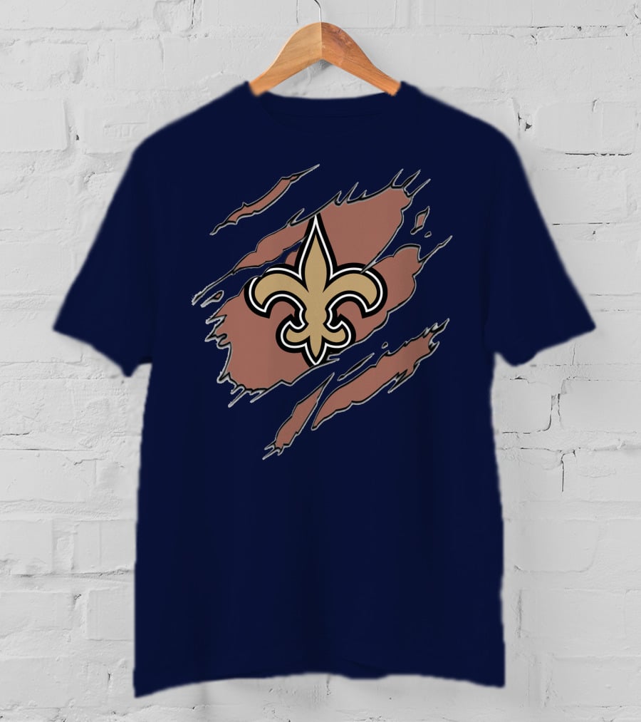 New Orleans Saints Fleur-De-Lis Claw Marks Blue And Gold T-Shirt