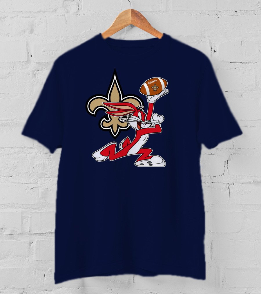 New Orleans Saints Bugs Bunny Football Fleur-de-Lis T-Shirt