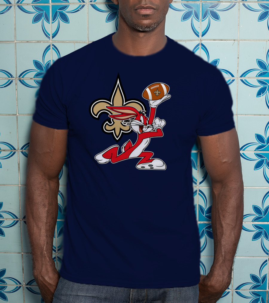 New Orleans Saints Bugs Bunny Football Fleur-de-Lis T-Shirt