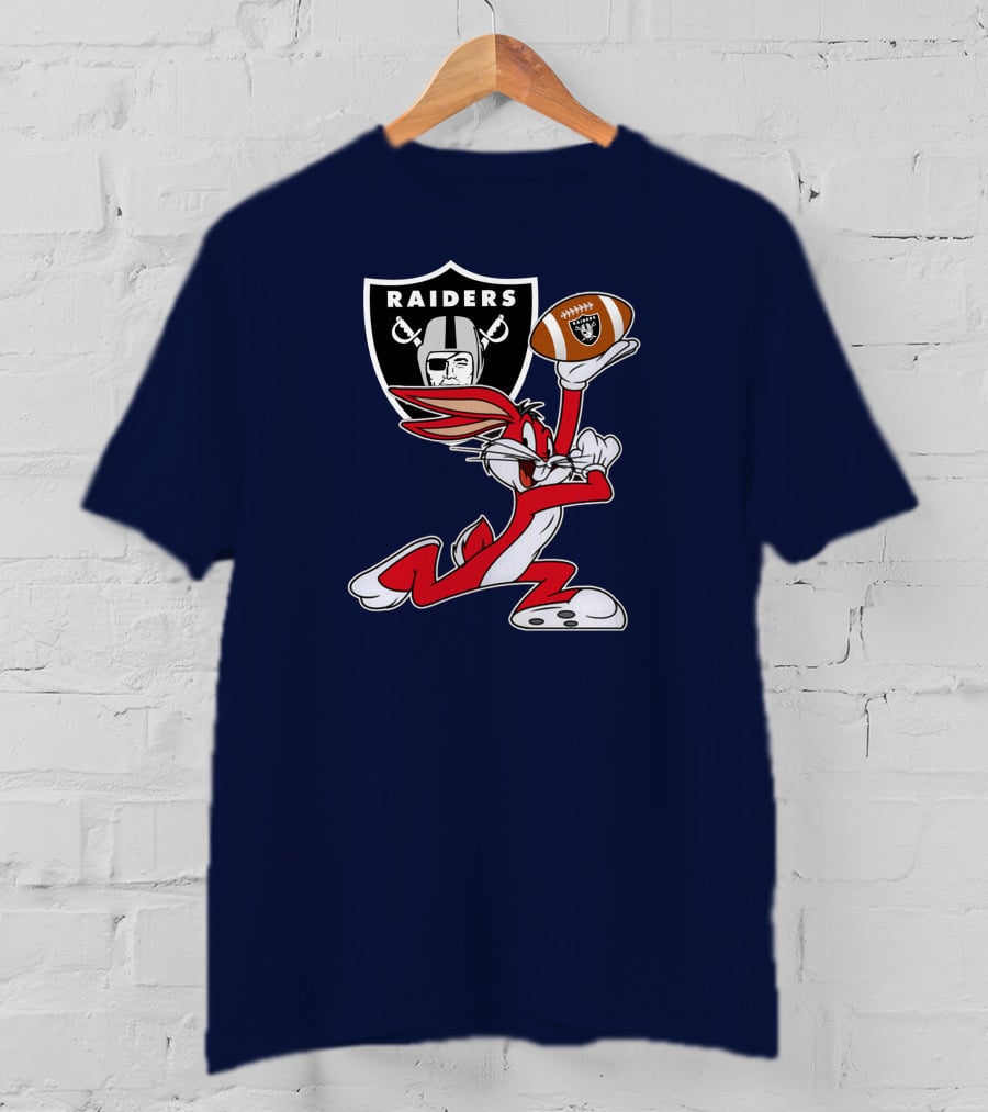 Raiders Bunny Holding Football With Oakland Raiders T-Shirt