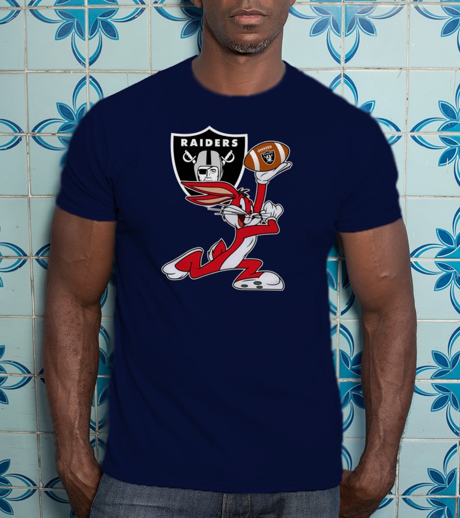 Raiders Bunny Holding Football With Oakland Raiders T-Shirt
