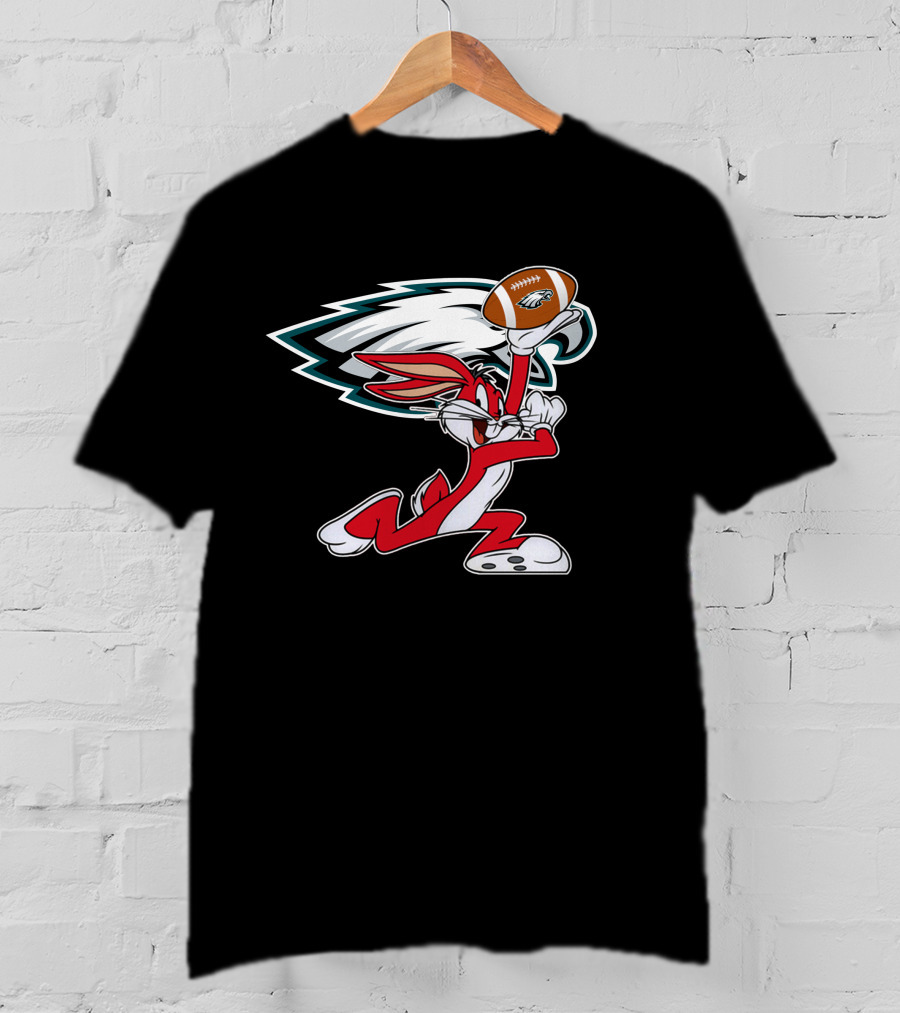 Philadelphia Eagles Looney Tunes Bunny Holding Football T-Shirt