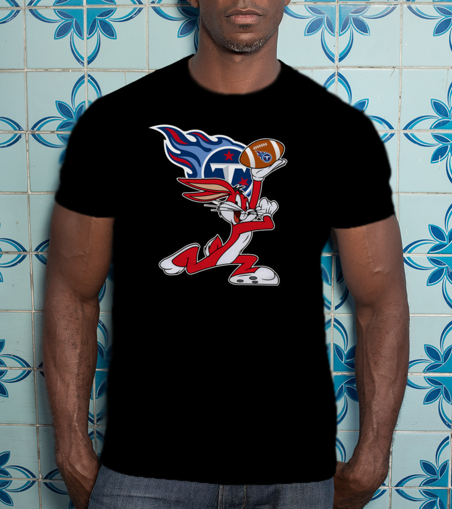 Tennessee Titans Bunny Carrying Football With Titans T-Shirt