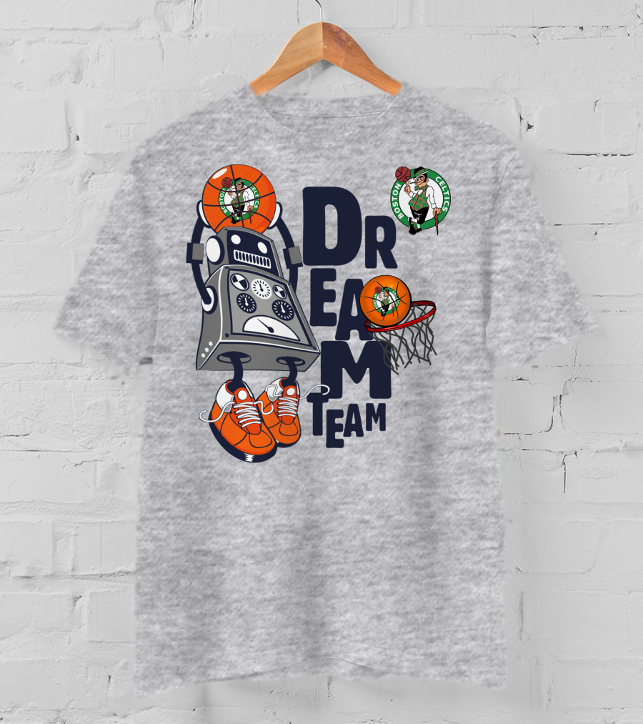 Boston Celtics Dream Team Robot Basketball Logo Sneakers T-Shirt