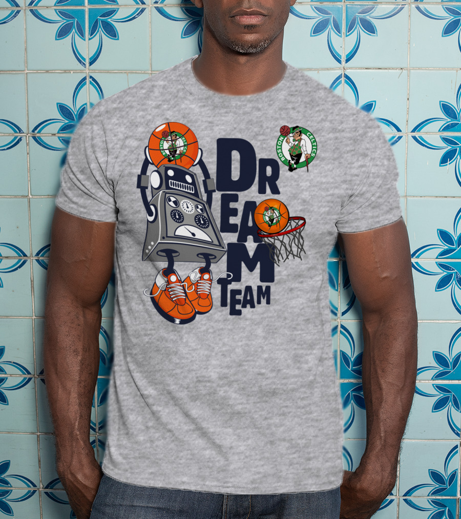 Boston Celtics Dream Team Robot Basketball Logo Sneakers T-Shirt