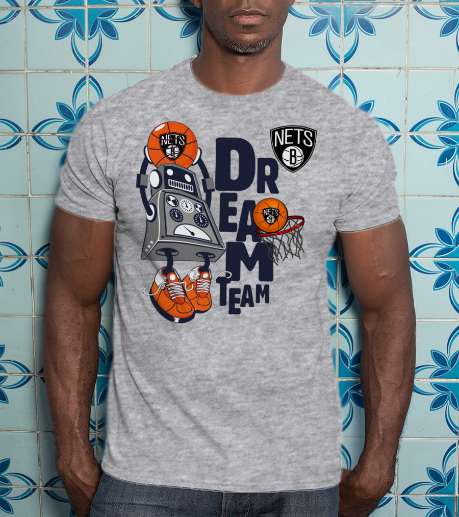 Brooklyn Nets Dream Team Robot Basketball Fantasy T-Shirt