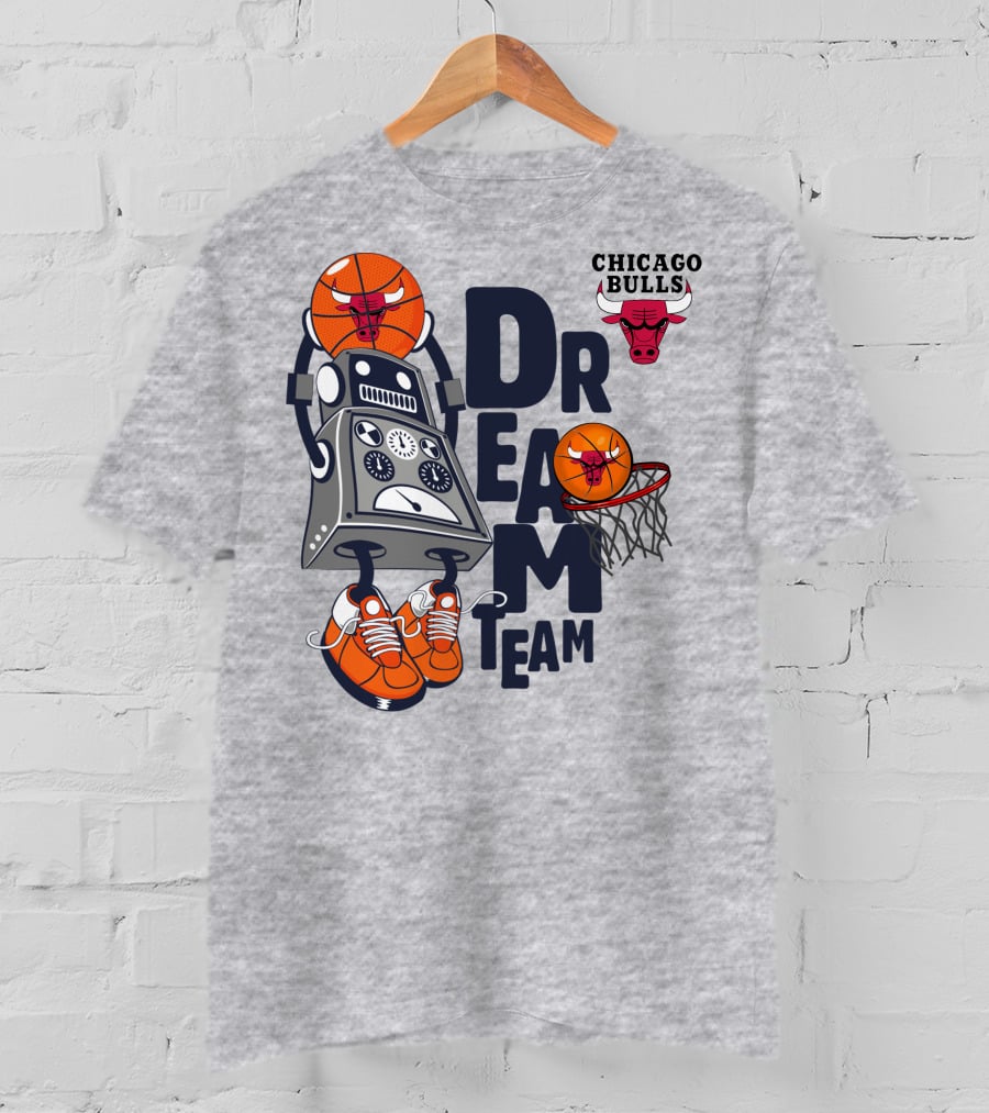 Chicago Bulls Dream Team Robot Dunking Basketball T-Shirt