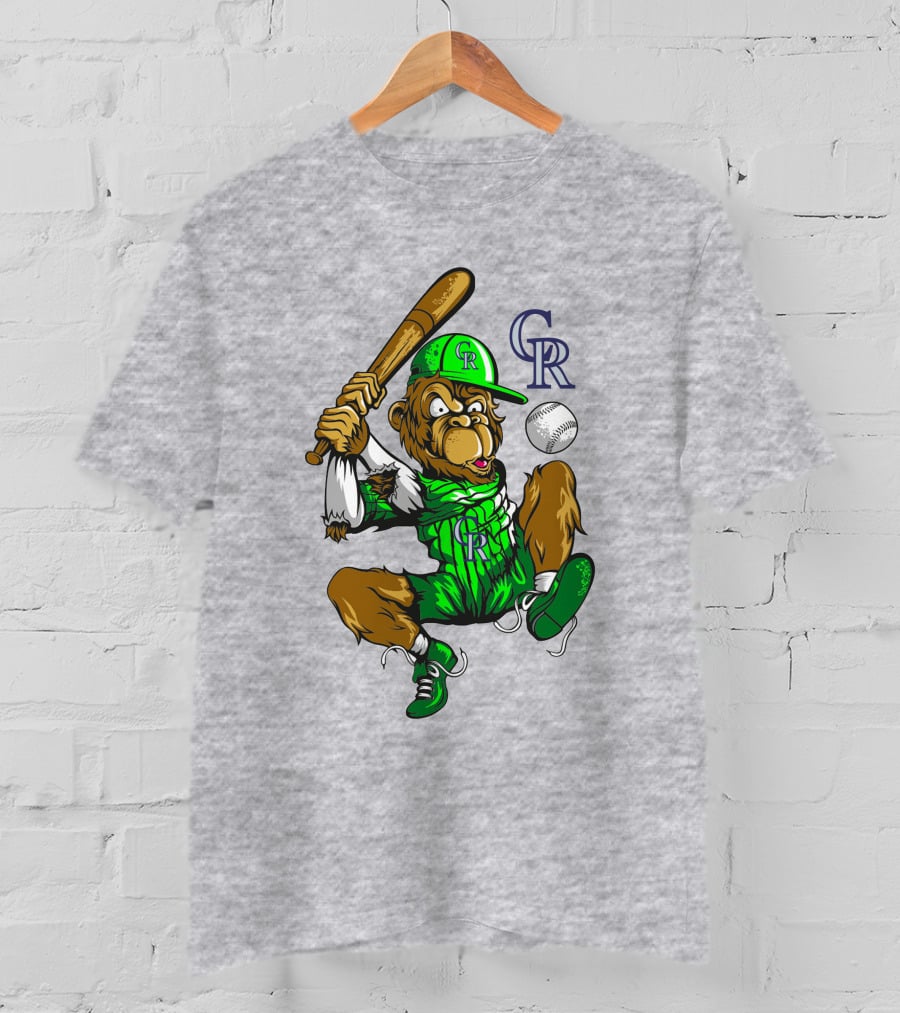 Colorado Rockies Cr Baseball Monkey Batting T-Shirt
