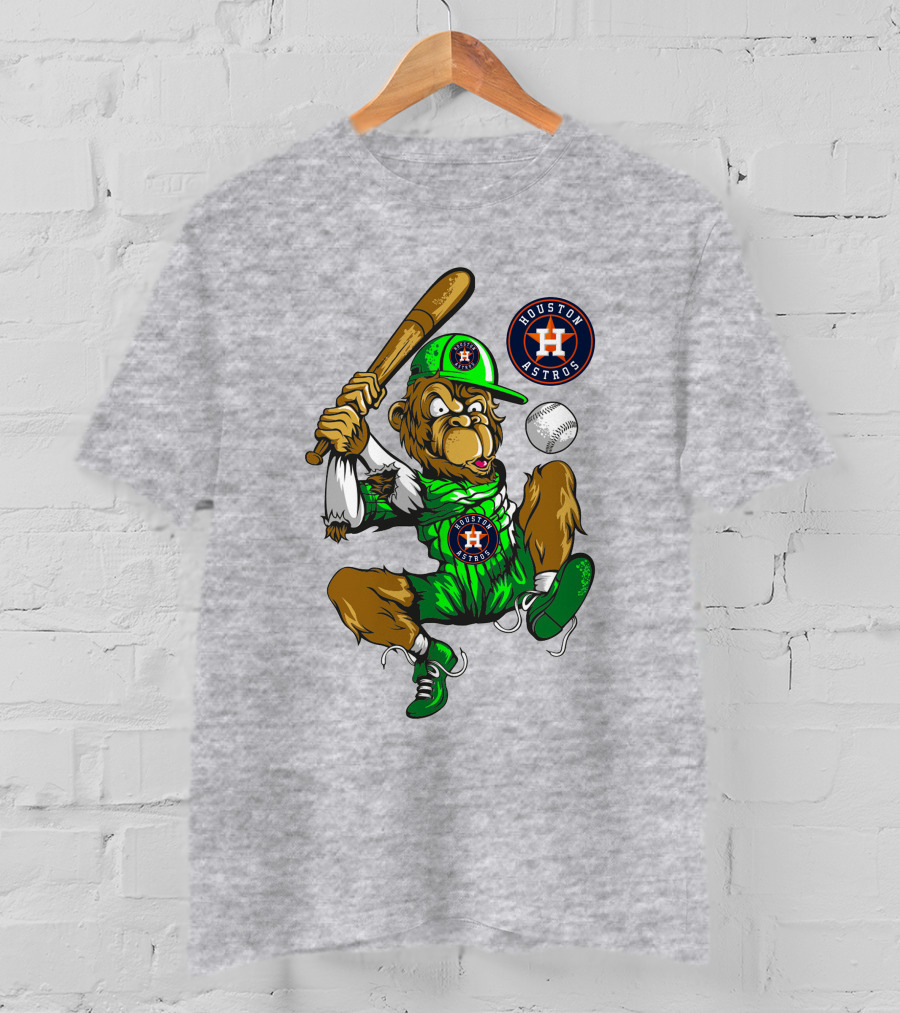 Houston Astros Baseball Monkey Home Run Swing T-Shirt