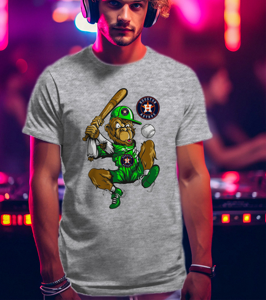 Houston Astros Baseball Monkey Home Run Swing T-Shirt