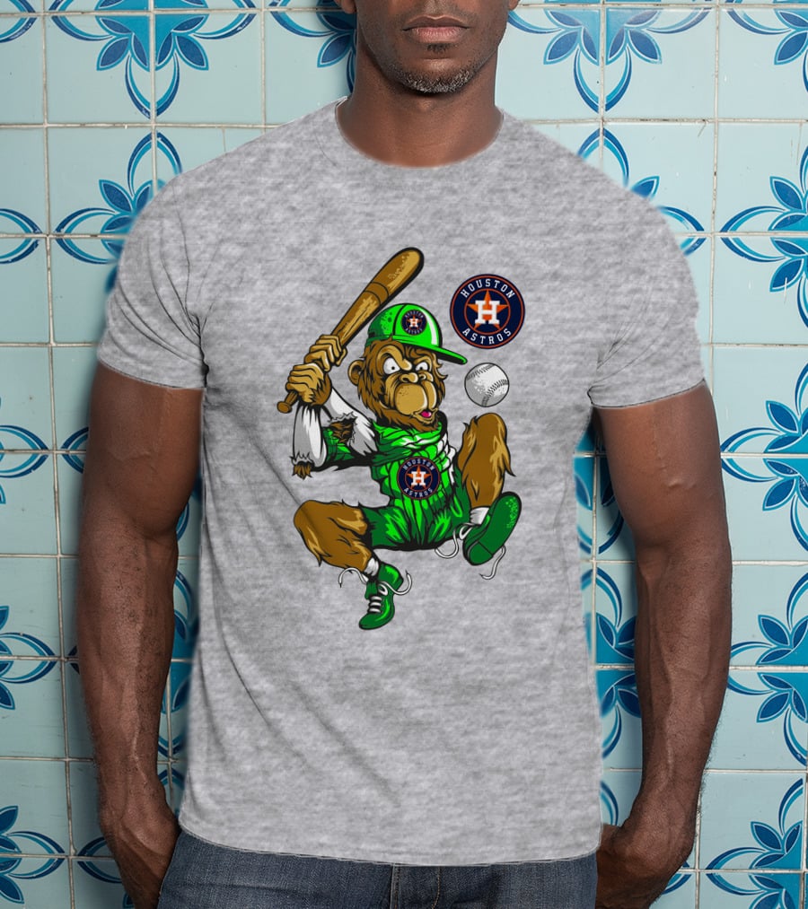 Houston Astros Baseball Monkey Home Run Swing T-Shirt
