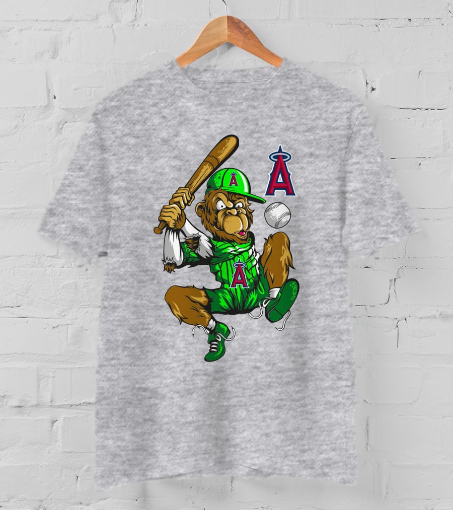 Los Angeles Angels Mascot Swinging With Baseball And Bat T-Shirt