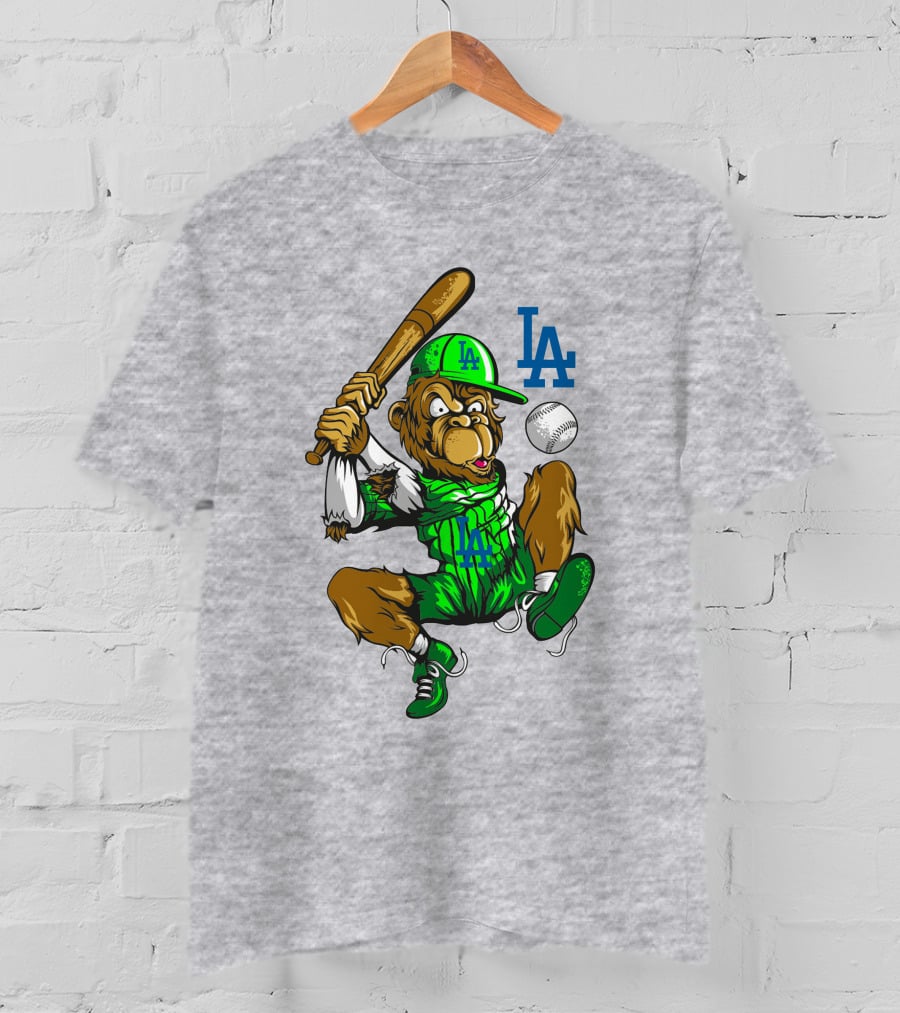 Los Angeles Dodgers Home Run La Monkey Baseball Batter T-Shirt