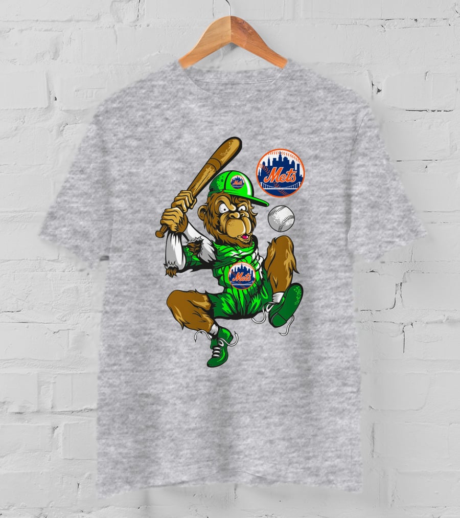 New York Mets Baseball Gorilla With Bat And Ball T-Shirt