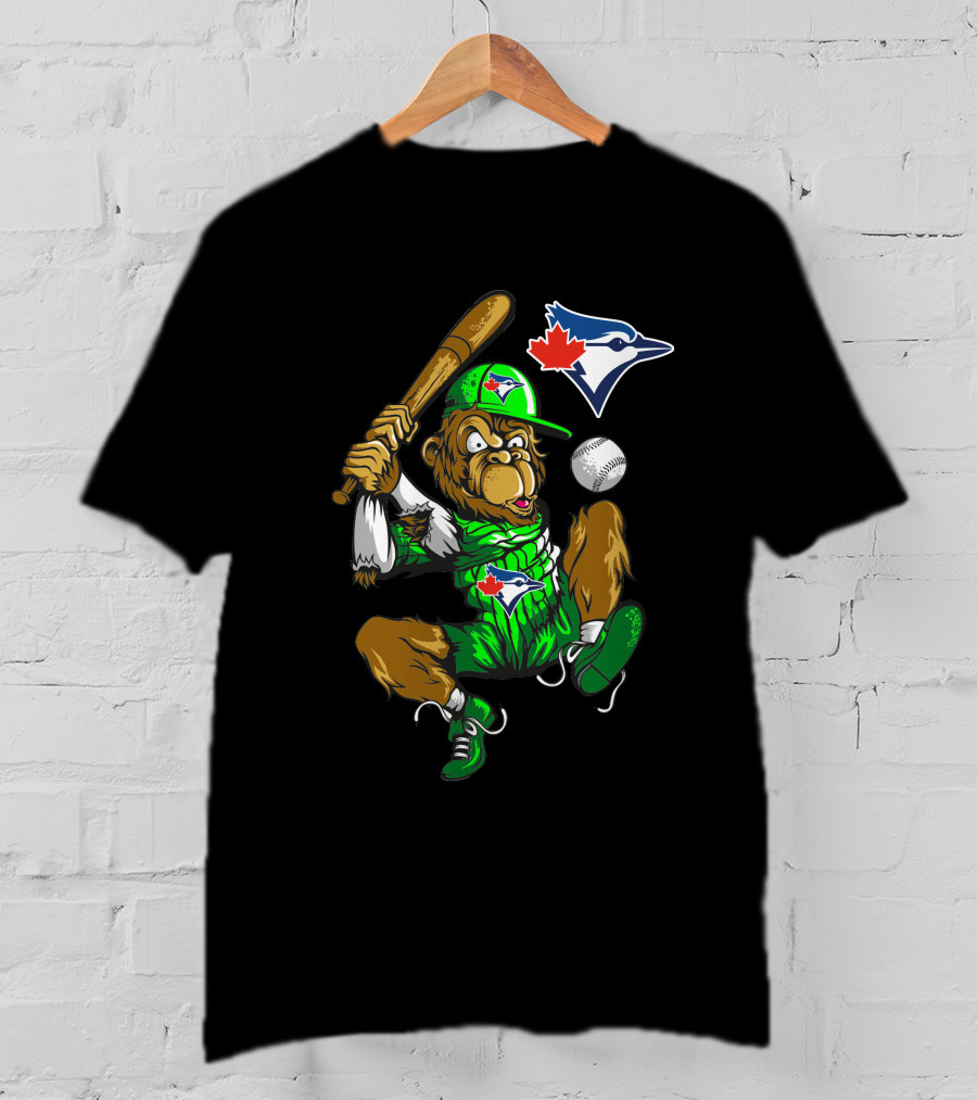 Toronto Blue Jays Gorilla Icon Swinging Bat With Logo And Baseball T-Shirt