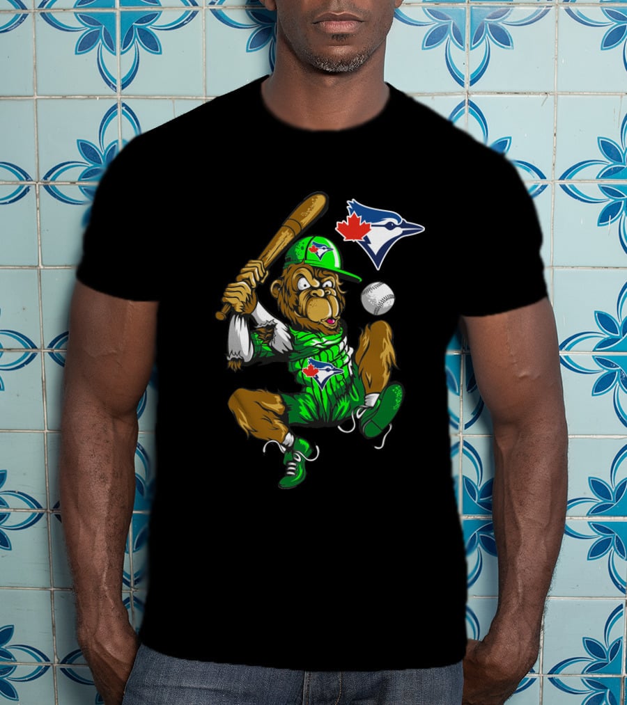 Toronto Blue Jays Gorilla Icon Swinging Bat With Logo And Baseball T-Shirt