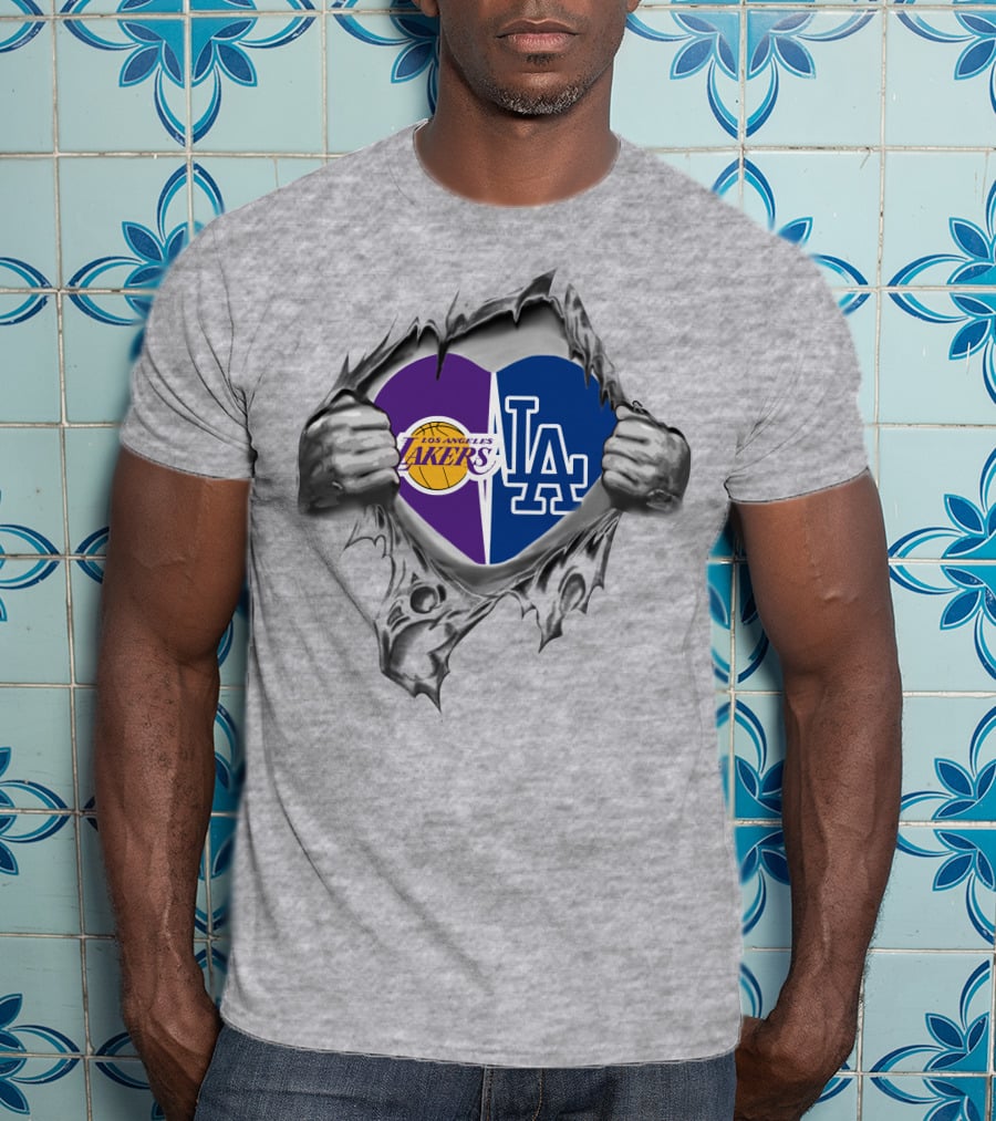 Los Angeles Lakers Dodgers Heart Symbol T-Shirt
