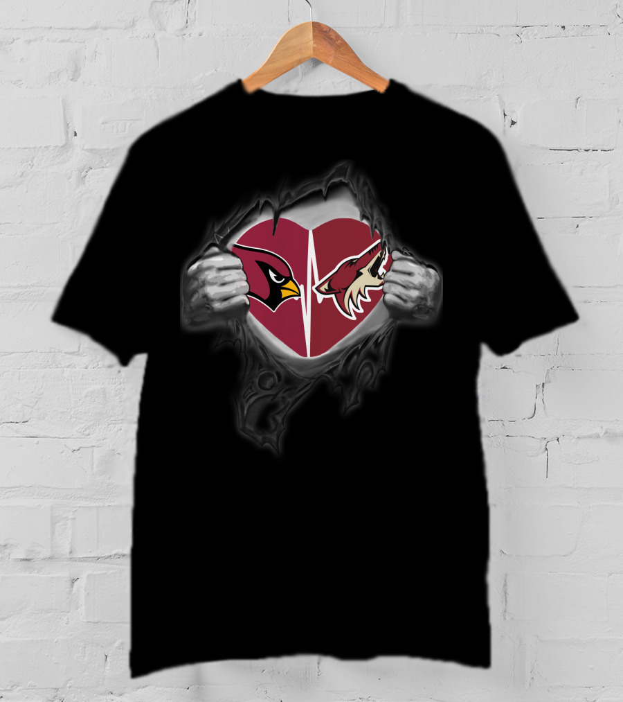 Arizona Cardinals Arizona Coyotes Heart T-Shirt