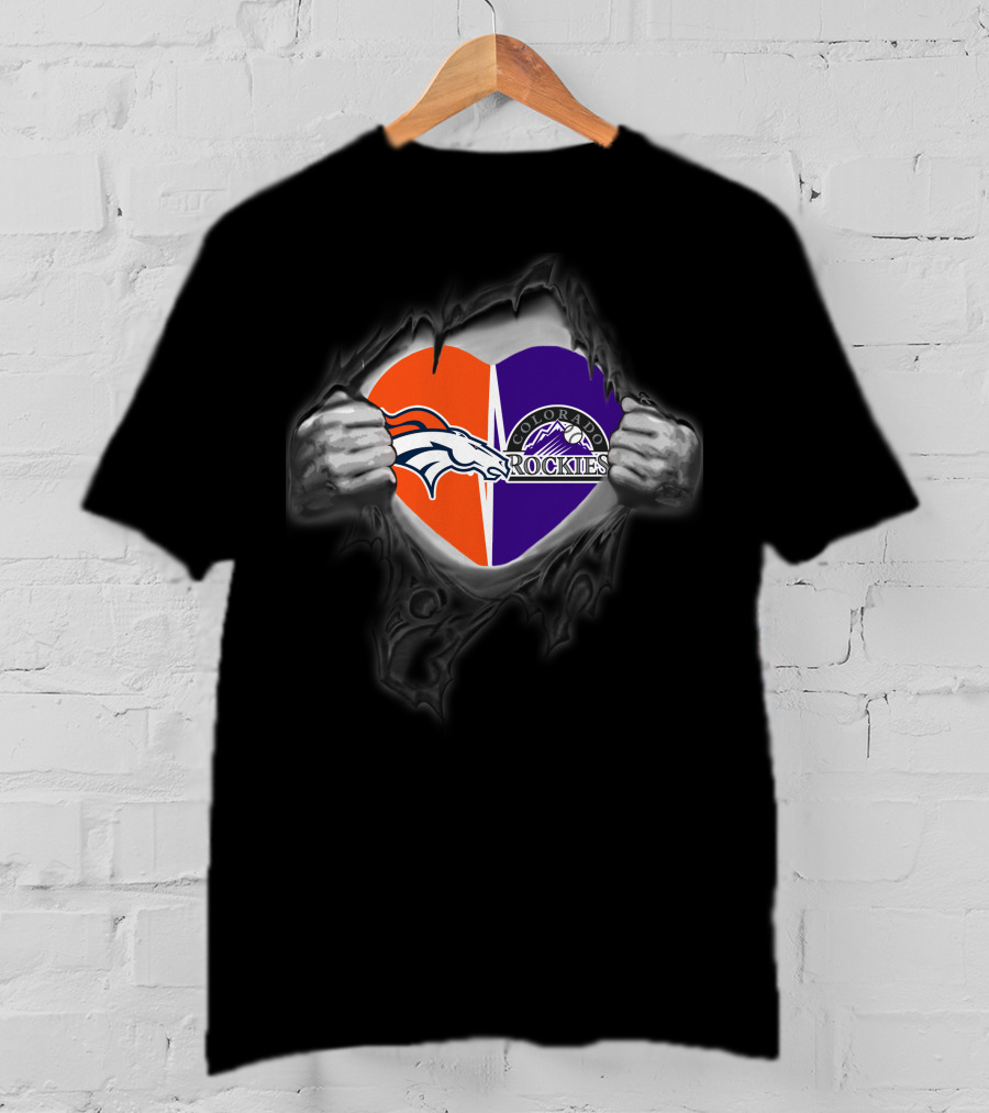 Broncos Rockies Colorado Heart T-Shirt