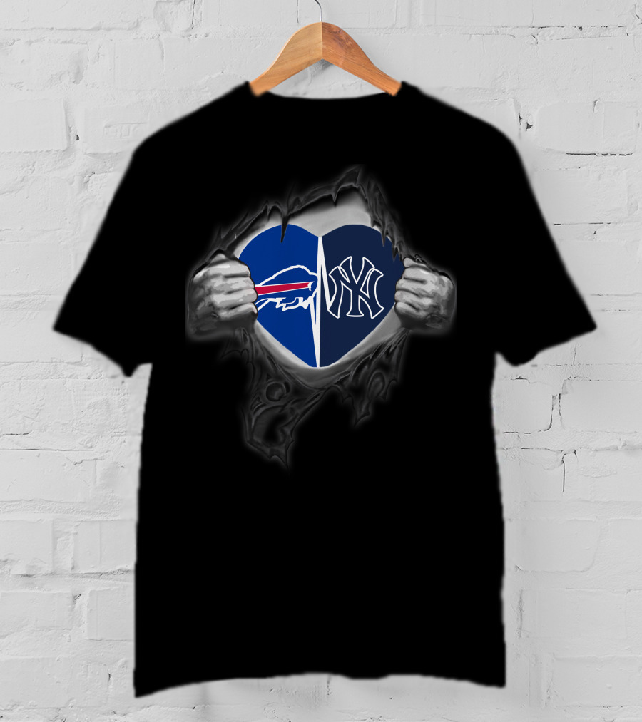 Buffalo Bills New York Yankees Logo Heart T-Shirt