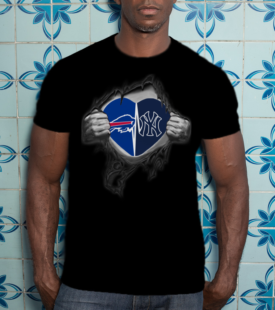 Buffalo Bills New York Yankees Logo Heart T-Shirt
