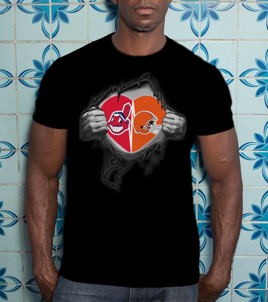 Cleveland Browns Cleveland Indians Heart T-Shirt
