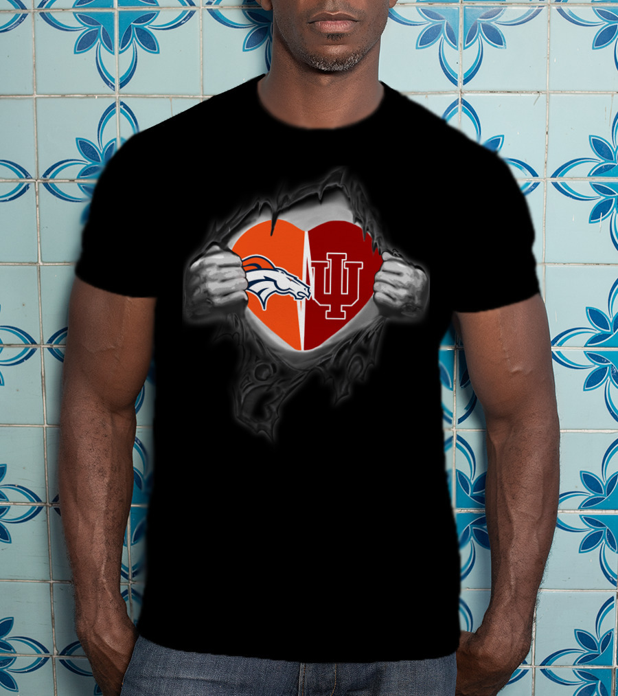Denver Broncos Indiana Hoosiers Heart Inside T-Shirt