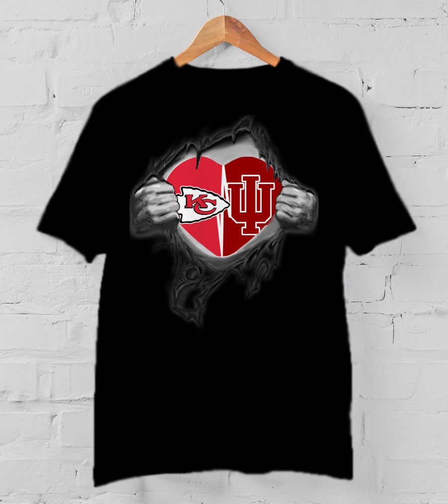 Kansas City Chiefs Indiana Hoosiers Heart Logo Fan Passion T-Shirt