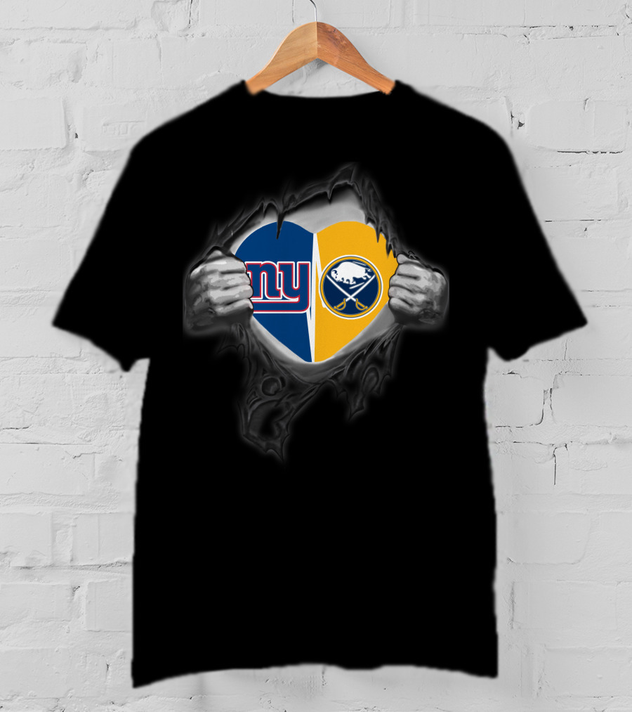 New York Giants Buffalo Sabres Heart T-Shirt