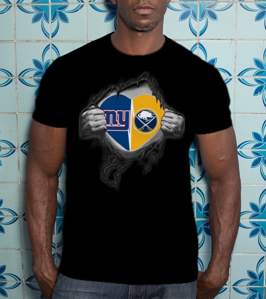 New York Giants Buffalo Sabres Heart T-Shirt
