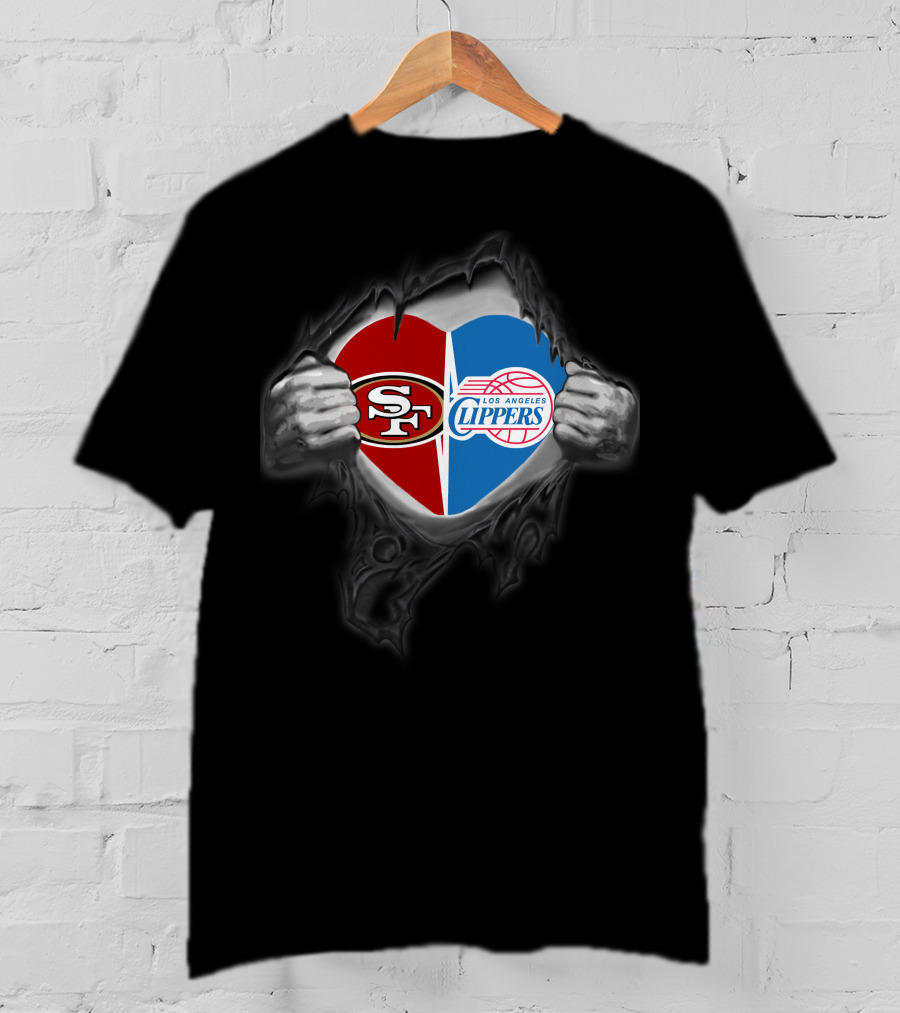 Sf 49ers Los Angeles Clippers Heart Logo Fan Pride T-Shirt