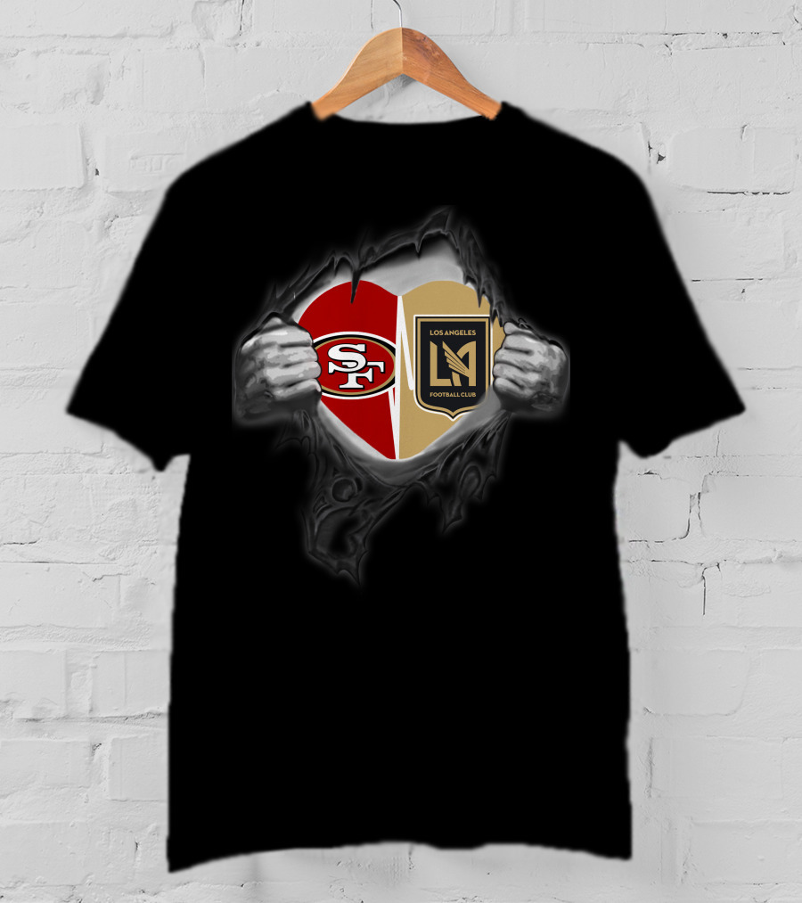 Sf 49ers Los Angeles Fc Heart Logo Fan Unity T-Shirt