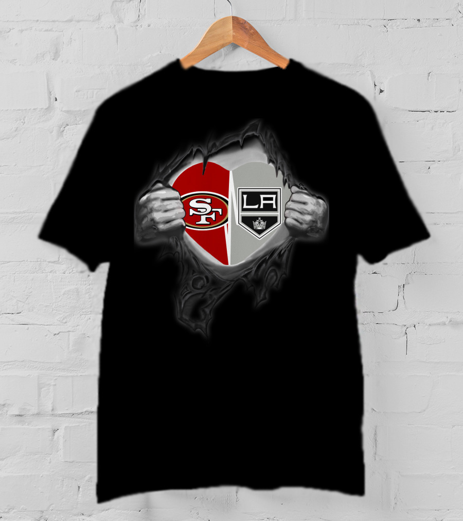 Sf 49ers Los Angeles Kings Heart Logos T-Shirt