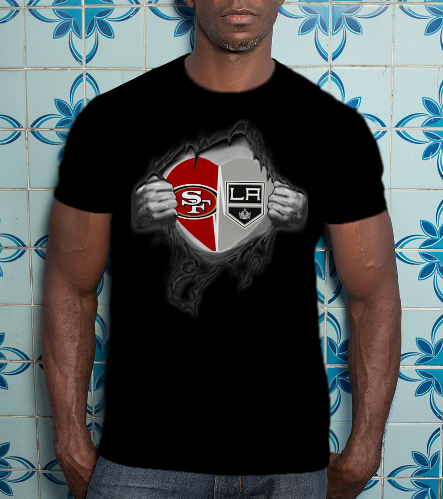 Sf 49ers Los Angeles Kings Heart Logos T-Shirt