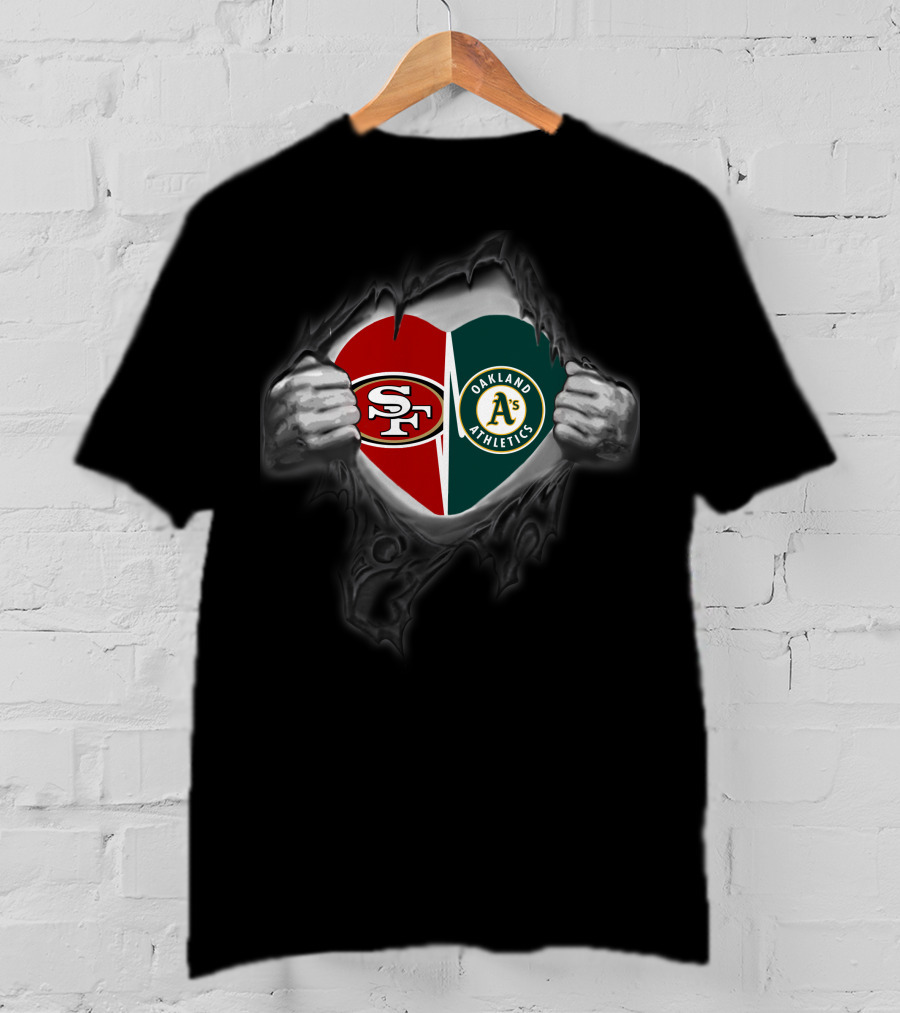 Sf 49ers Oakland Athletics Heartfelt Passion T-Shirt