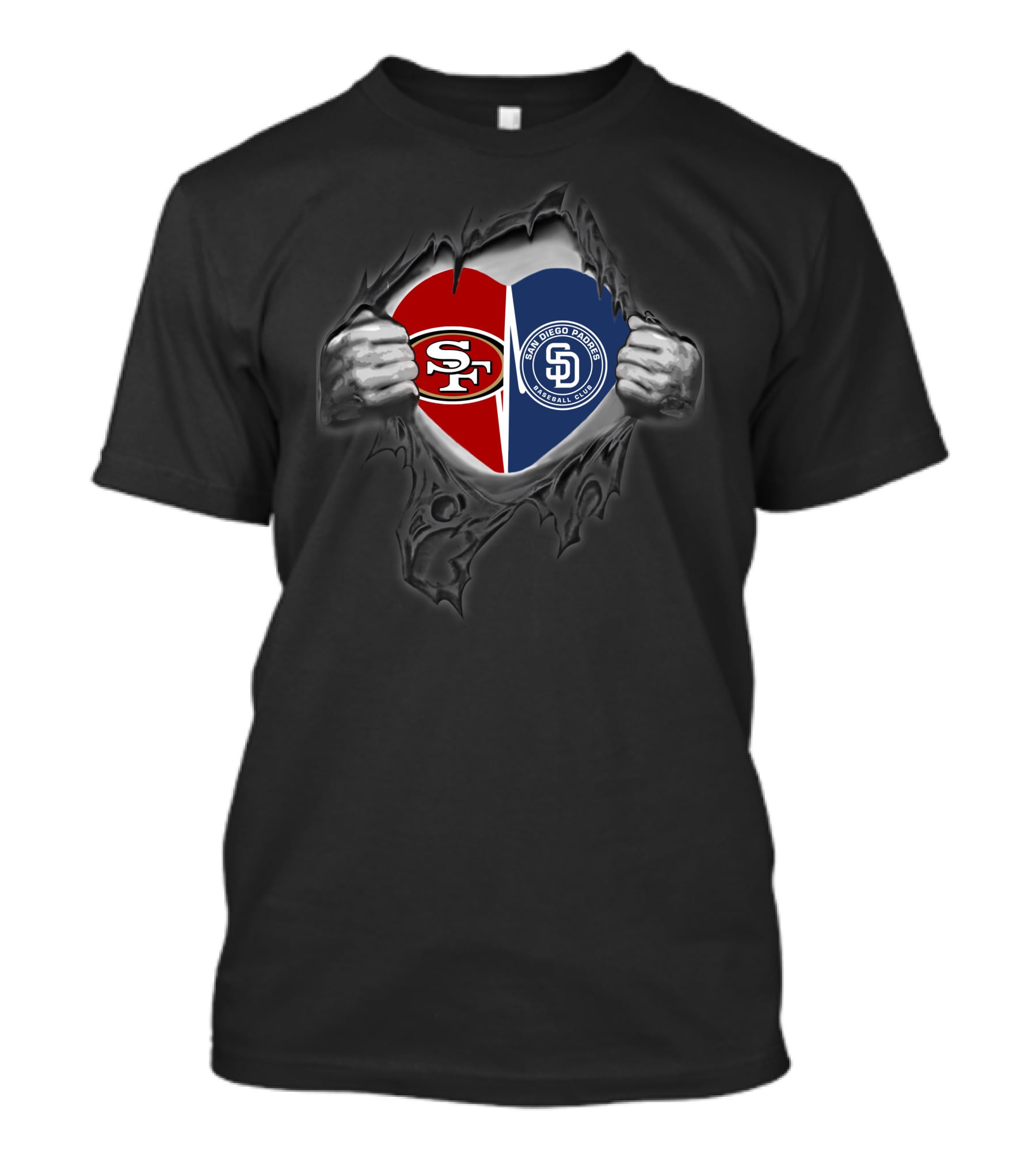 Sf 49ers San Diego Padres Heart Logos T-Shirt
