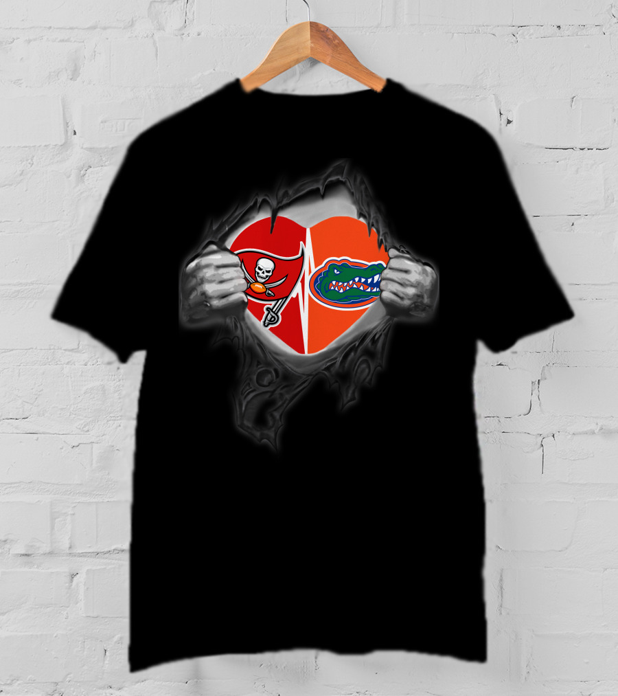 Tampa Bay Buccaneers Florida Gators Heart T-Shirt