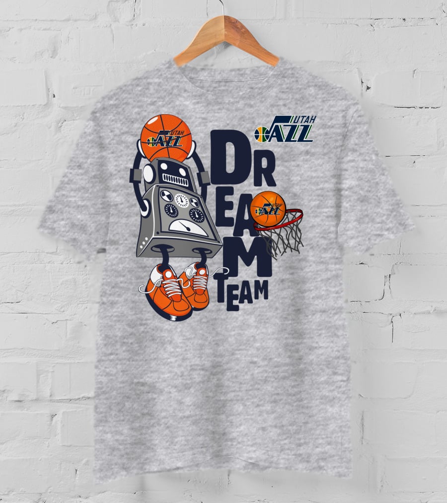 Utah Jazz Dream Team Robot Basketball Dunking T-Shirt