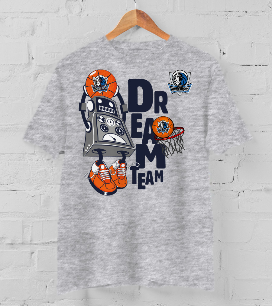 Dallas Mavericks Dream Team Robot With Basketball And Hoop T-Shirt