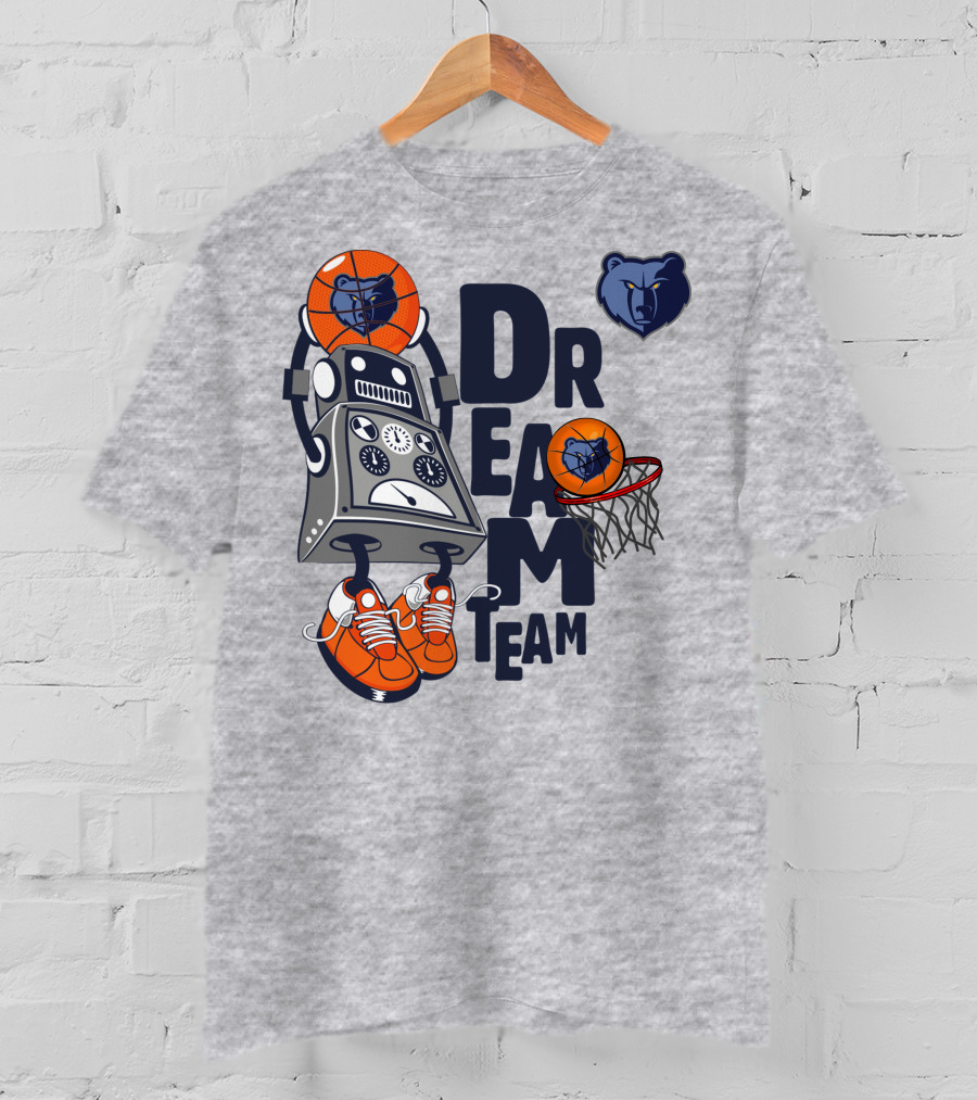 Memphis Grizzlies Dream Team Robot With Basketball And Bear T-Shirt