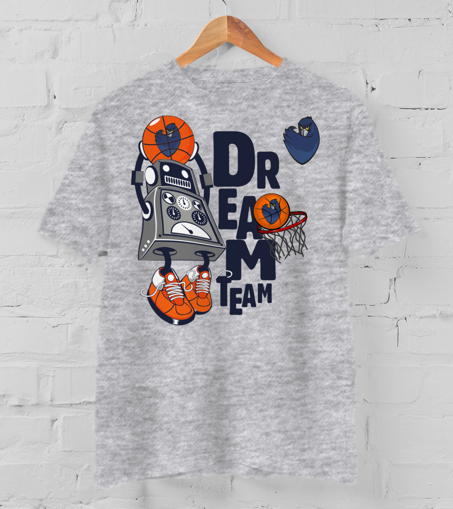 Monmouth Basketball Robot Team With Owl Hoop T-Shirt
