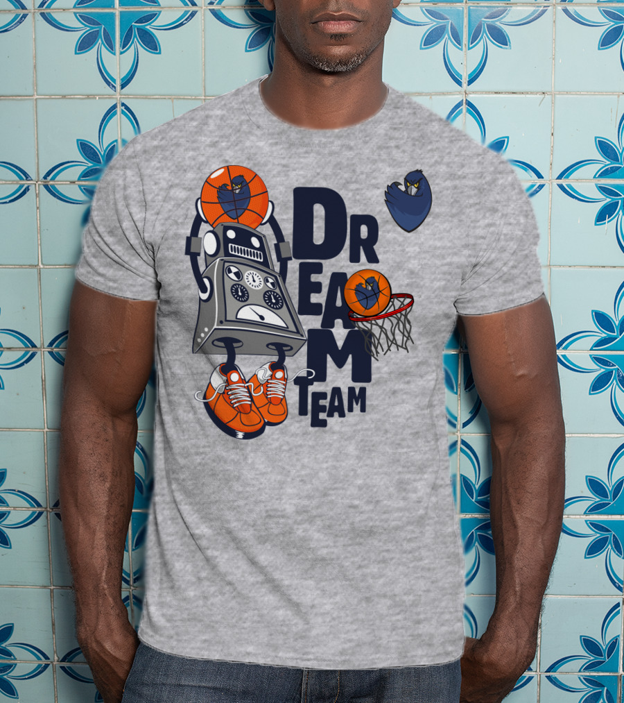 Monmouth Basketball Robot Team With Owl Hoop T-Shirt