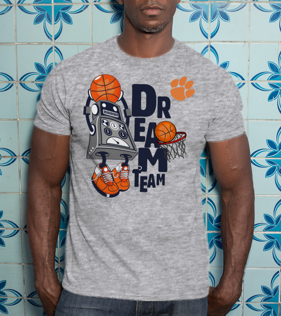 Clemson Dream Team Basketball Robot And Paw Print T-Shirt