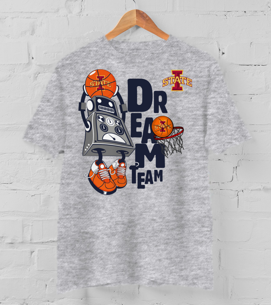 Lowa State Dream Team Basketball Robot And Hoop T-Shirt