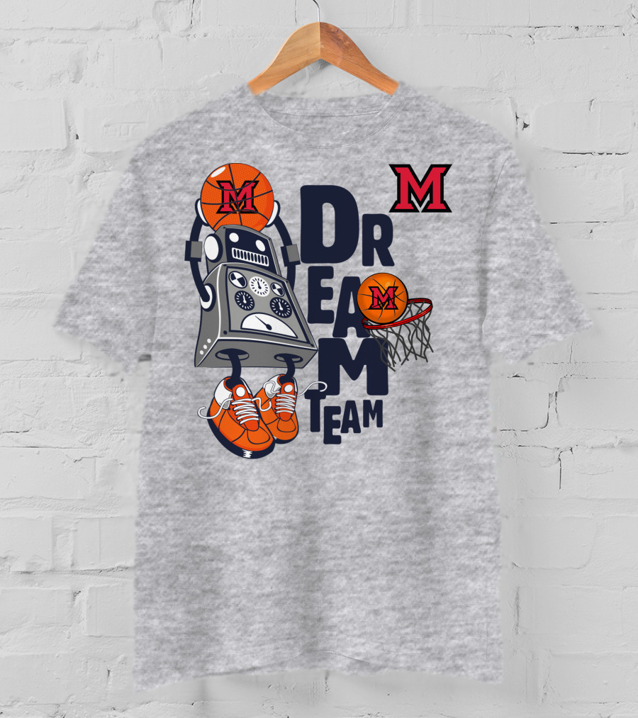 Miami Dream Team Robot Basketball M Logo T-Shirt